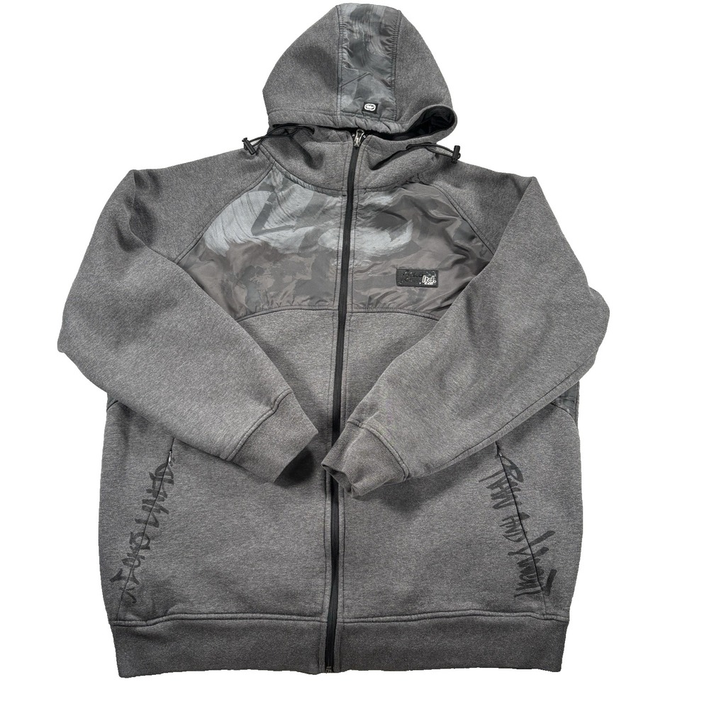 Vintage Ecko Unltd Zip Hoodie Mens XL Gray Graffiti Sweatshirt Grunge Y2K Skater